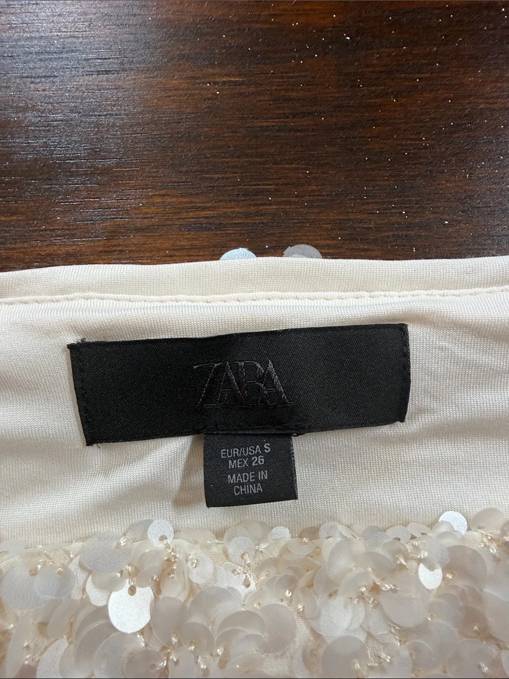 Zara Ivory Sequin Mini Skirt